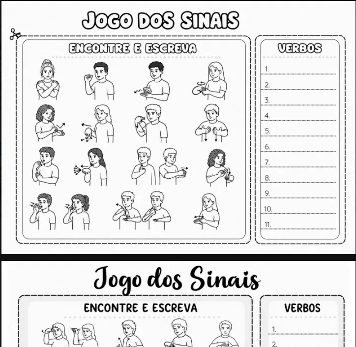 Jogo dos Sinais encontre e escreva