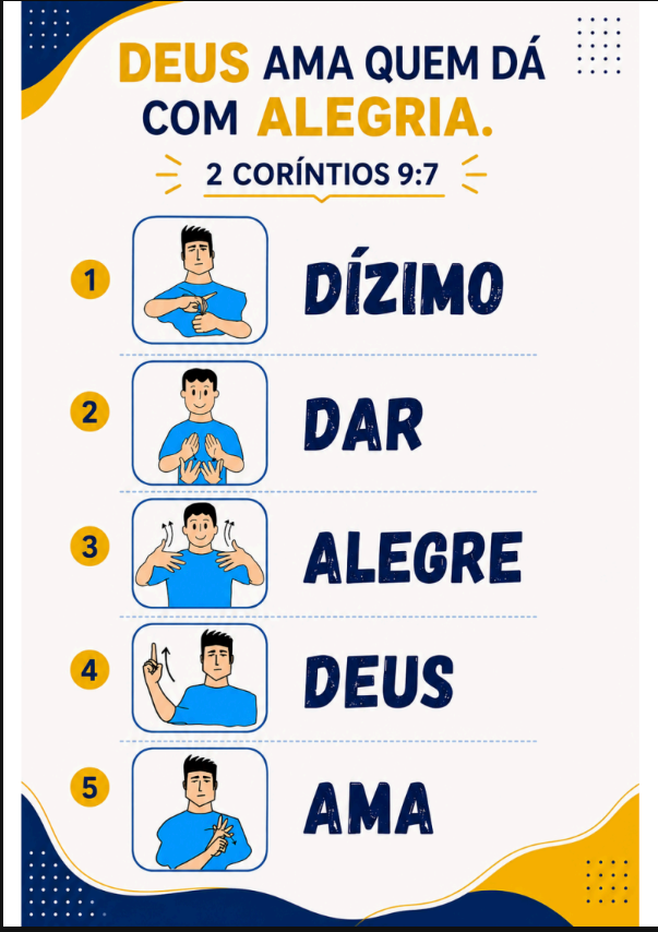 Atividade cristã em Libras sobre o dízimo — Deus ama quem dá com alegria