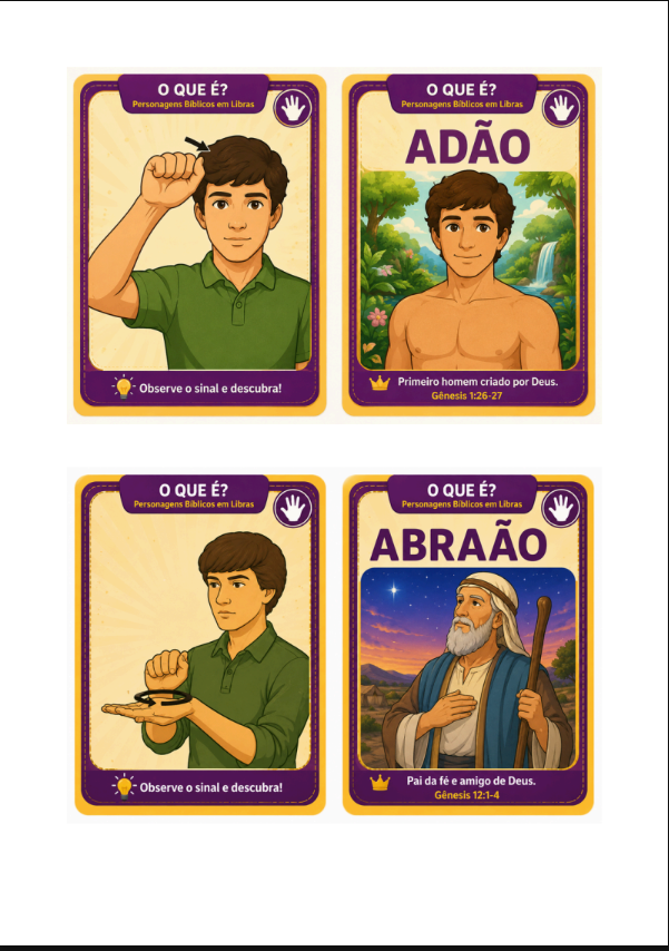 Imagens do jogo O Que É? — Personagens da Bíblia em Libras