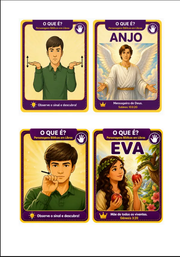 Imagens do jogo O Que É? — Personagens da Bíblia em Libras