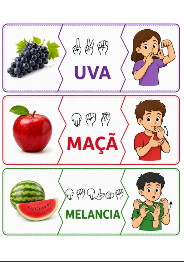 Exemplo do jogo Encaixa Frutas em Libras