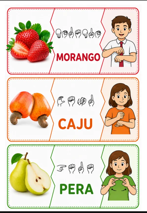 Exemplo do jogo Encaixa Frutas em Libras