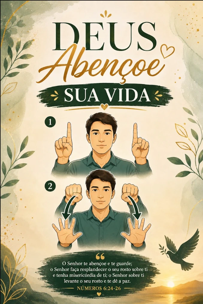 Cartaz cristão em Libras — Deus abençoe sua vida