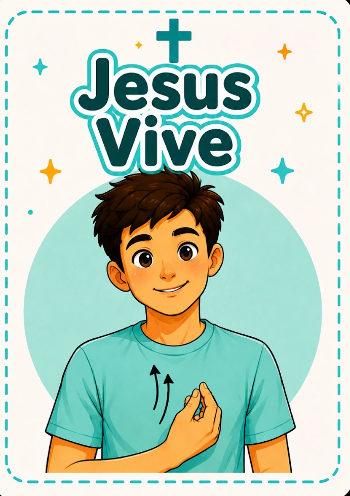 Card cristão em Libras — Jesus vive